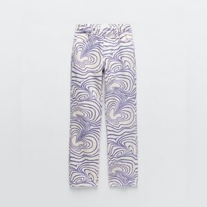 Zara Blogger’s favourite High Waisted Denim Jeans cream liliac swirls 4